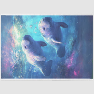 Dekoupage Aquamarin Ocean Manatee Wildlife Seidenpapier