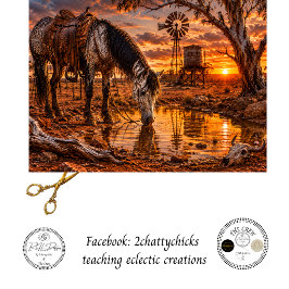 Dekoupage Australian Outback Pferd Wasserstelle Seidenpapier
