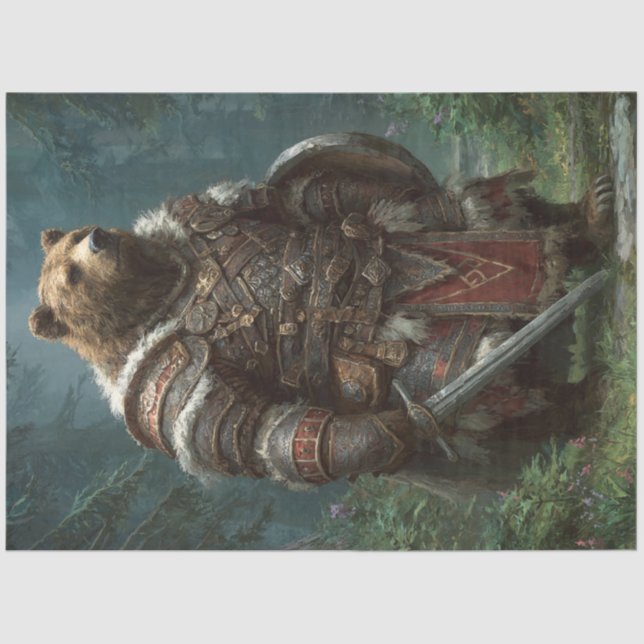 Dekoupage Bear Mittelalterlicher Rüstungswald Seidenpapier (Vorderseite)