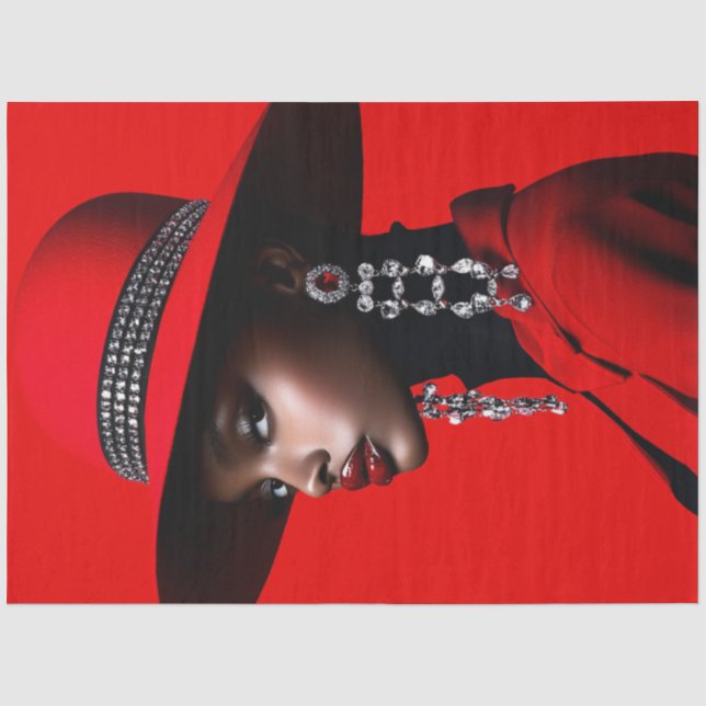 Dekoupage Black Model markieren Red Hat Seidenpapier (Vorderseite)
