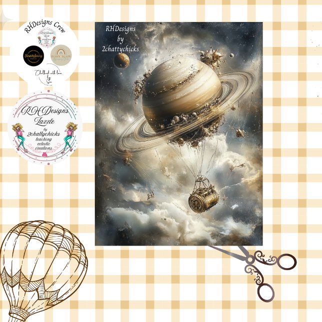 Dekoupage Celestial Background Saturn Ballon Seidenpapier (Von Creator hochgeladen)