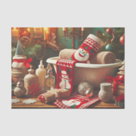 Dekoupage Christmas Snowman Badezimmer Tissue Seidenpapier