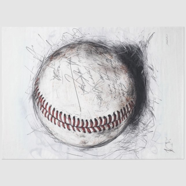 Dekoupage Classic Baseball Handgeschriebene Signat Seidenpapier (Vorderseite)