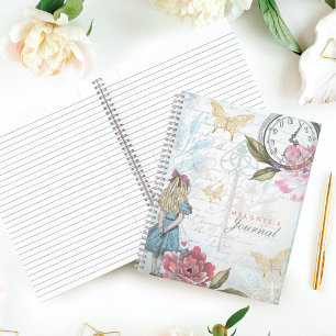 Dekoupage-Collage der Vintagen Alice im Wunderland Notizbuch