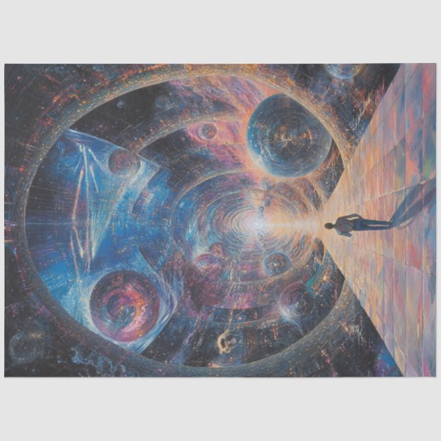 Dekoupage Cosmic World of Galaxies Planets Stars Seidenpapier (Vorderseite)