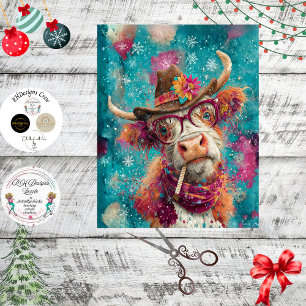 Dekoupage Cowgirl Highland Brille Zuckerstange Seidenpapier
