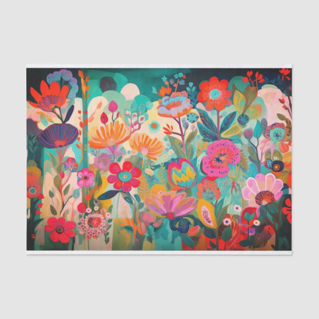 Dekoupage der Abstrakten Blume der rosa Farbe Seidenpapier (Vorderseite)
