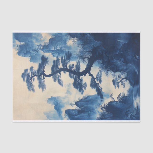 Dekoupage der blauen Tinte Seidenpapier (Vorderseite)