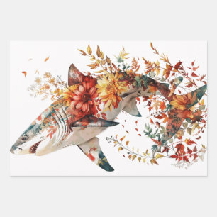 Dekoupage der Blume bedeckte Haie Geschenkpapier Set