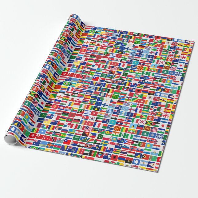 Dekoupage der Flaggen aller Länder Geschenkpapier (Ungerollt)