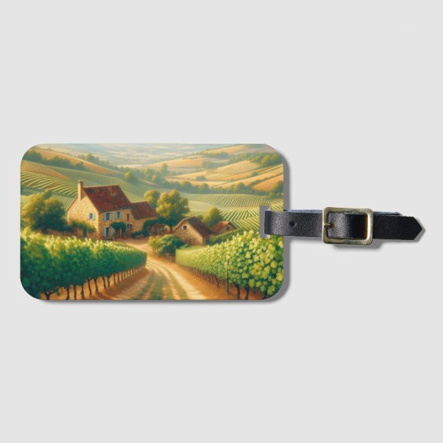 Dekoupage der französischen Weinberge Gepäckanhänger (Vorderseite (Horizontal))