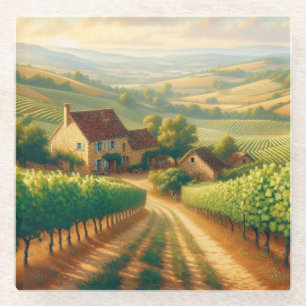 Dekoupage der französischen Weinberge Glasuntersetzer
