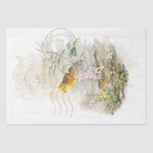 Dekoupage der Gelben Bird Postmark Music Blume Seidenpapier