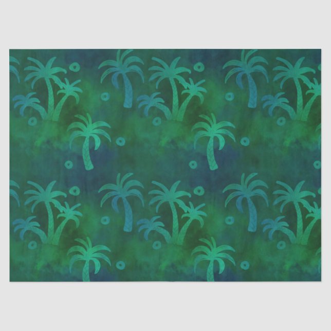 Dekoupage der grünen und blauen Palmen Seidenpapier (Vorderseite)