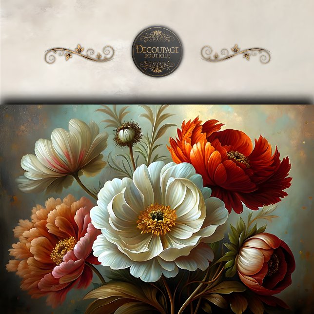 Dekoupage der Herbstspitzen Seidenpapier (Autumn Peonies Decoupage Tissue Paper)