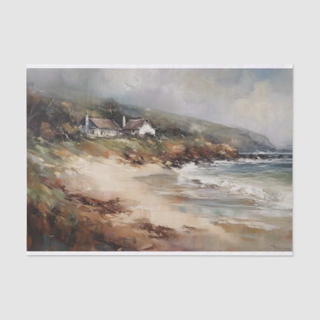 Dekoupage der Landschaftsmalerei der Seascape Coas Seidenpapier (Vorderseite)