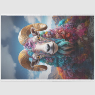 Dekoupage der mehrfarbigen Ram Large Horns Seidenpapier