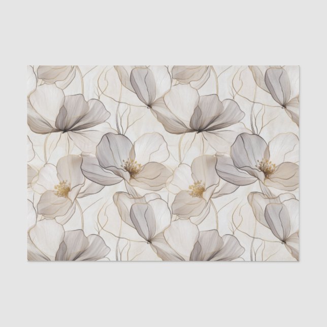 Dekoupage der Minimalistischen Line-Blume Seidenpapier (Vorderseite)
