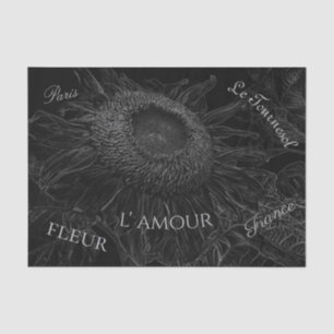 Dekoupage der Sonnenblumen Schwarz-Weiß-Blütenschr Seidenpapier