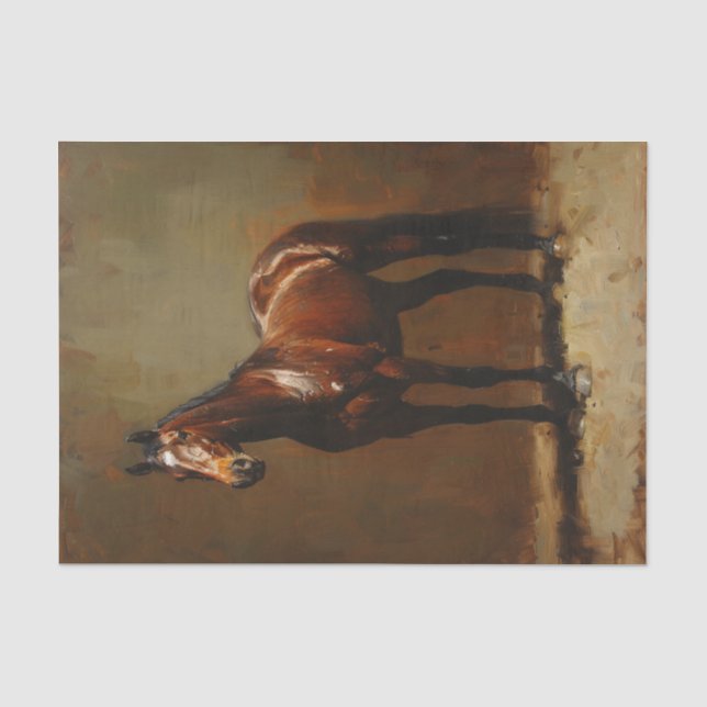 Dekoupage der Stehenden Ölgemälde von Bay Horse Seidenpapier (Vorderseite)