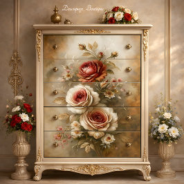 Dekoupage der Vintagen Rose Seidenpapier