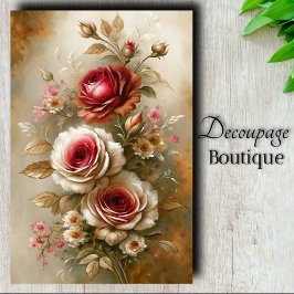 Dekoupage der Vintagen Rose Seidenpapier