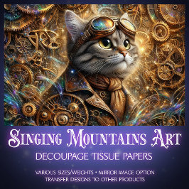 Dekoupage der Whimsical Mechanical Steampunk Cat Seidenpapier