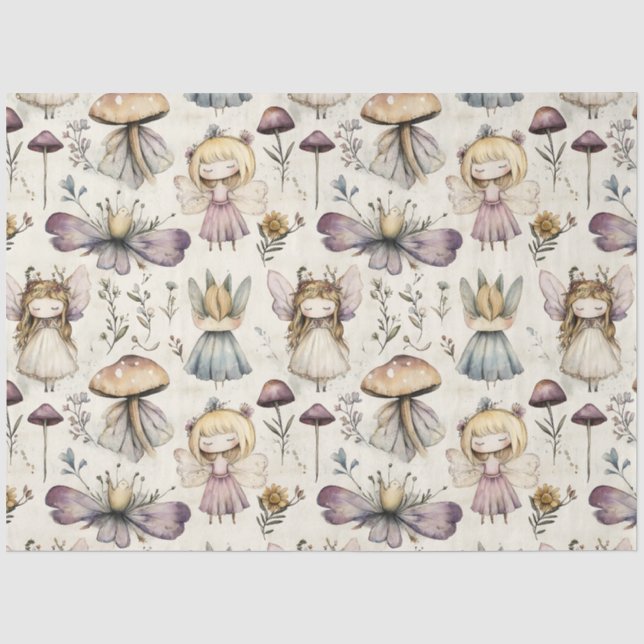 Dekoupage der Whimsicous Fairy & Mushroom Flower G Seidenpapier (Vorderseite)