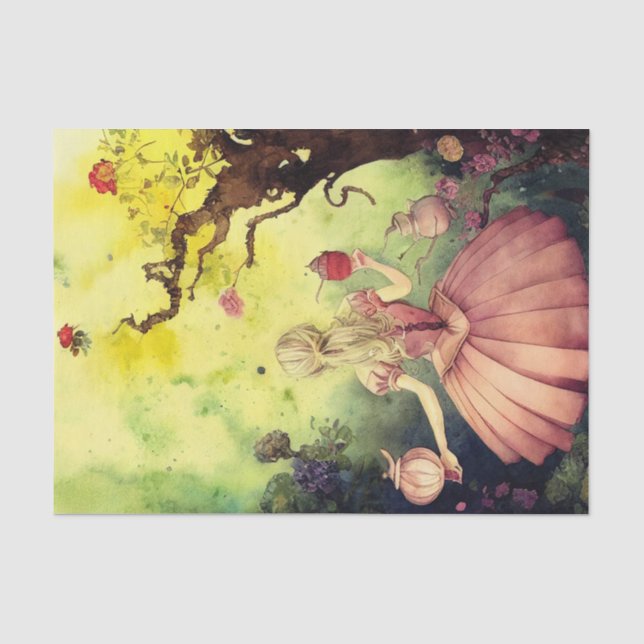 Dekoupage der Whimsistischen Alice im Wunderland Seidenpapier (Vorderseite)