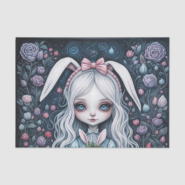 Dekoupage der White Kaninchen-Alice im Wunderland Seidenpapier (Vorderseite)