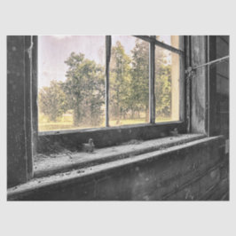 Dekoupage des alten Fensters  Seidenpapier