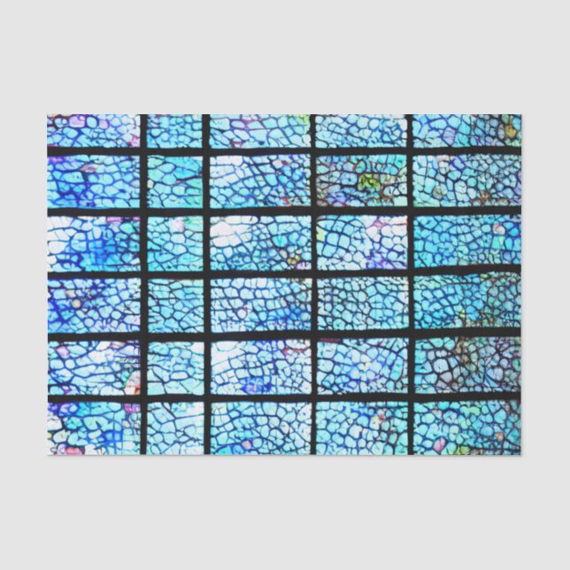 Dekoupage des blauen verklebten Glaseffekts Seidenpapier (Vorderseite)