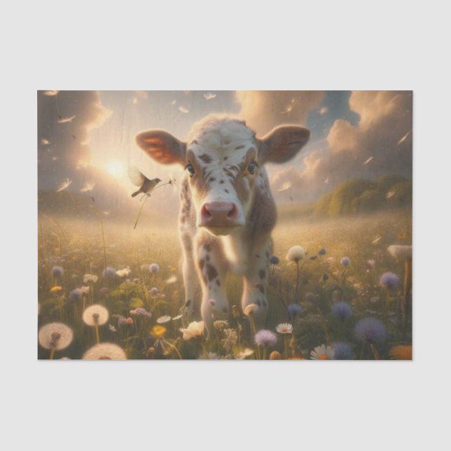 Dekoupage des Sweet Spring Calf | Bauernhof Seidenpapier (Vorderseite)