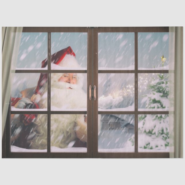 Dekoupage des Weihnachtsfensters Seidenpapier (Vorderseite)