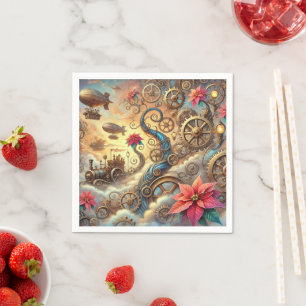 Dekoupage des Whimsical Mechanical Poinsettia Gard Serviette