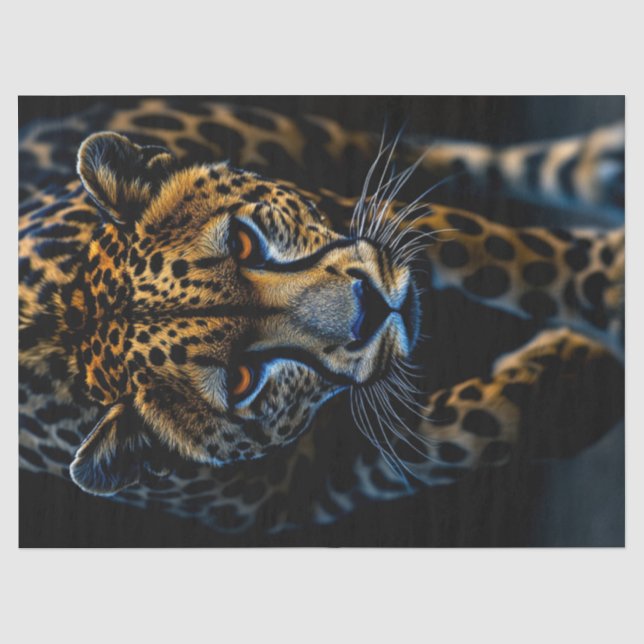 Dekoupage Exotic Leopard Nahe bis digitale Kunst Seidenpapier (Vorderseite)