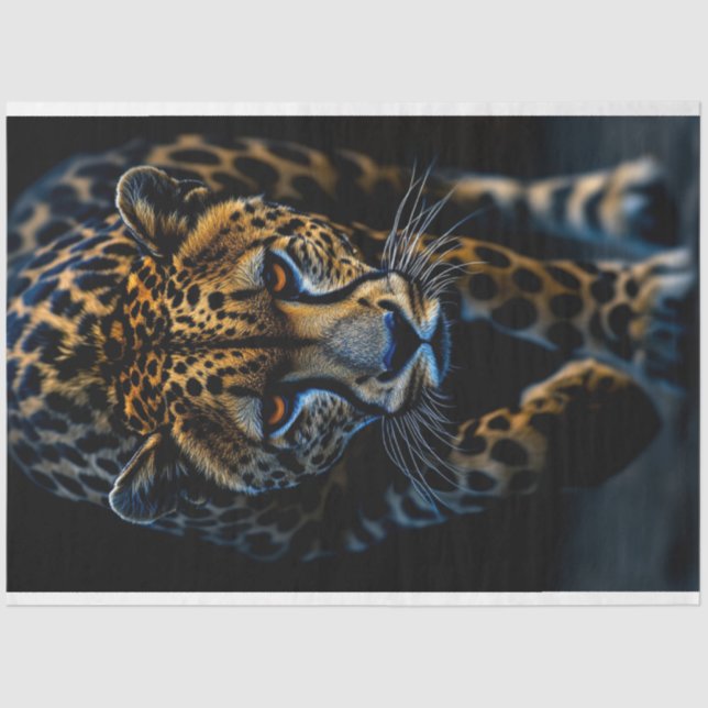 Dekoupage Exotic Leopard Nahe bis digitale Kunst Seidenpapier (Vorderseite)