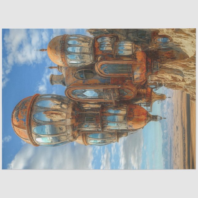 Dekoupage Fantasy Balloons Futuristische Landschaf Seidenpapier (Vorderseite)