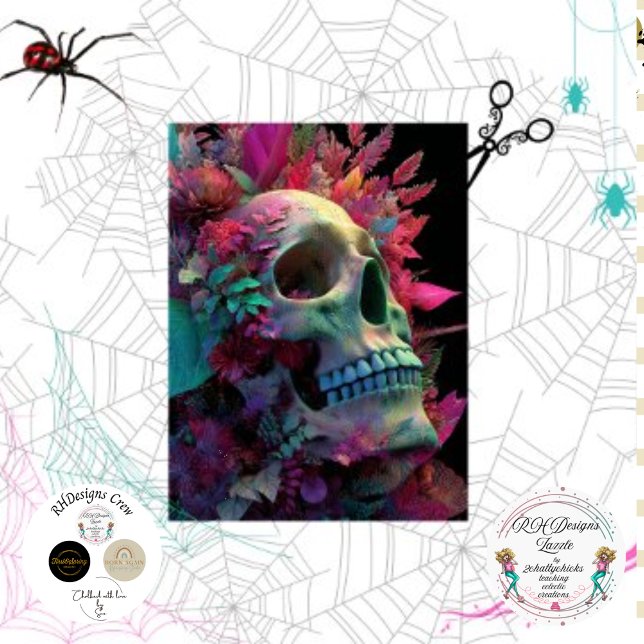 Dekoupage Floral Skull Botanische Gotische Kunst Seidenpapier (Von Creator hochgeladen)