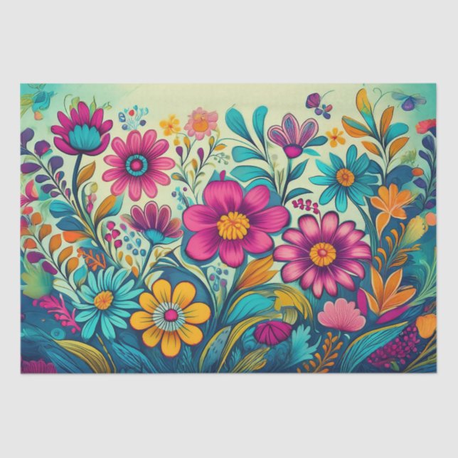 Dekoupage - Folklorekunst-Blume - Gewebepapier Seidenpapier (Vorderseite)