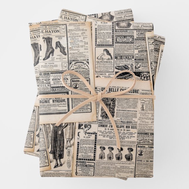 Dekoupage für antike Werbeblätter Geschenkpapier Set (Beispiel)