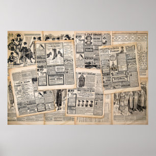 Dekoupage für antike Werbeblätter Poster