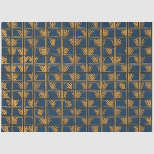 Dekoupage für blaues und goldenes Muster Seidenpapier (Vorderseite)