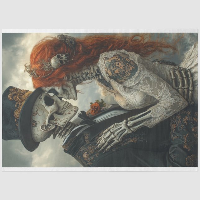 Dekoupage Gothic Skeleton Couple Vorschlag Seidenpapier (Vorderseite)