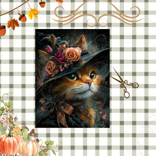 Dekoupage Herbst Viktorianisch gekleidete Chat Art Seidenpapier