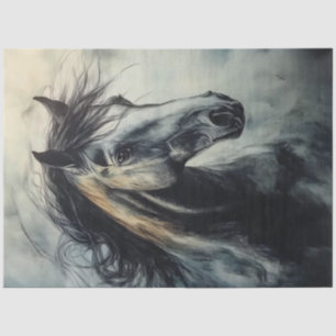 Dekoupage Holzkohle Rost Stallion Wilder Geist Seidenpapier
