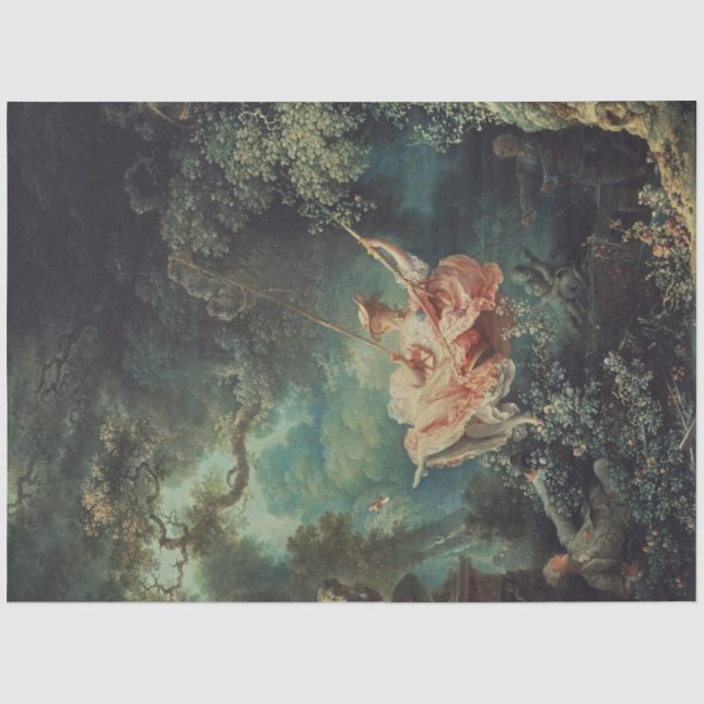 Dekoupage Iconic Fragonard Gemälde im Garten Seidenpapier (Vorderseite)