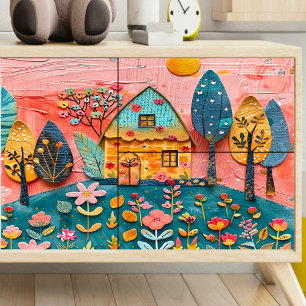 Dekoupage in Blau und Orange House Seidenpapier