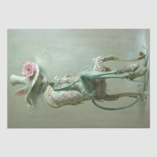 Dekoupage Intricate Sage Green Cat Vintagen Stuhl Seidenpapier
