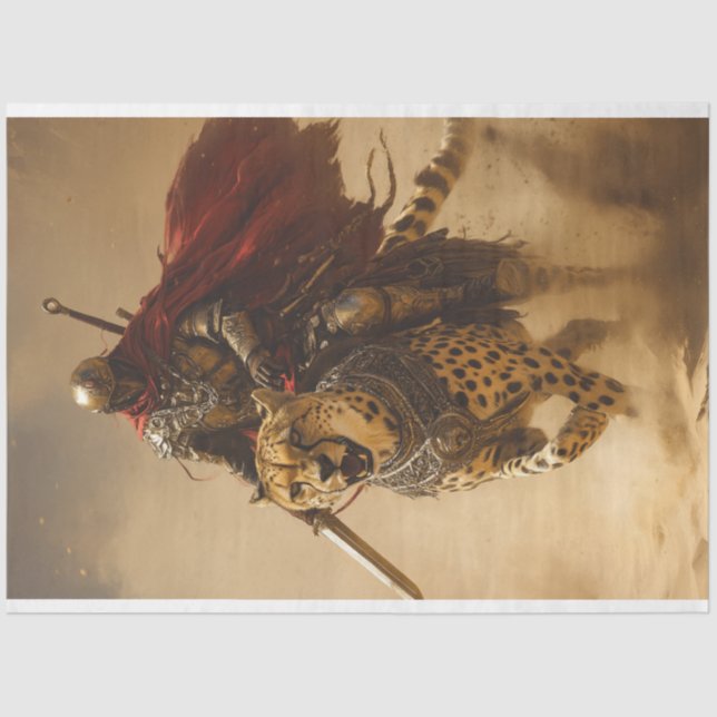 Dekoupage Knight and Cheetah Duo Helden Seidenpapier (Vorderseite)